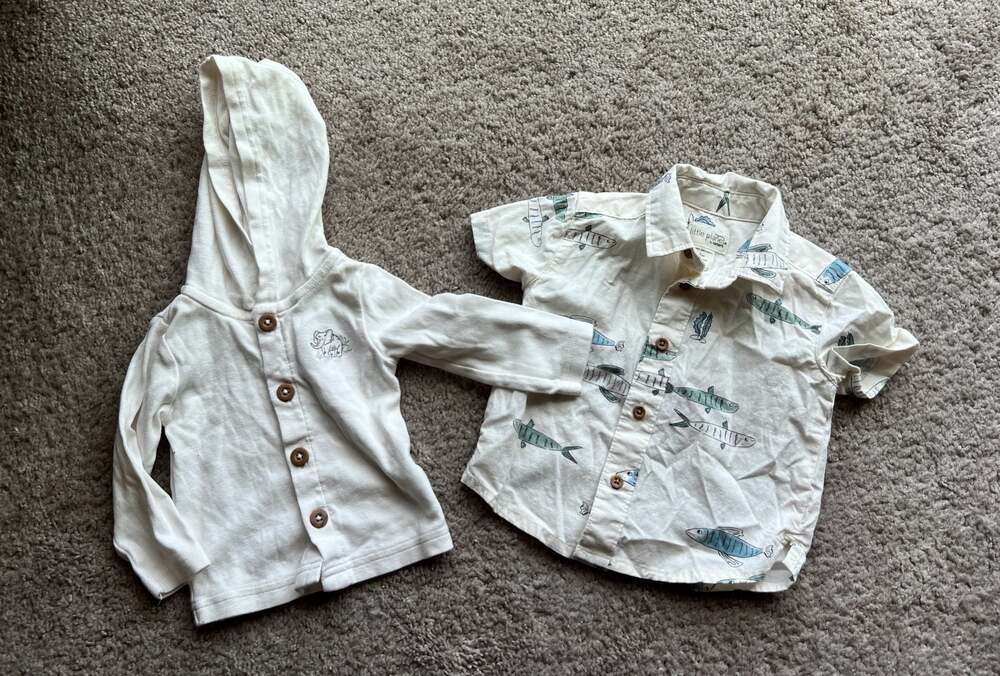 (#14).  Little Planet Organic Fish Shirt & Carter's Elephant Hoodie